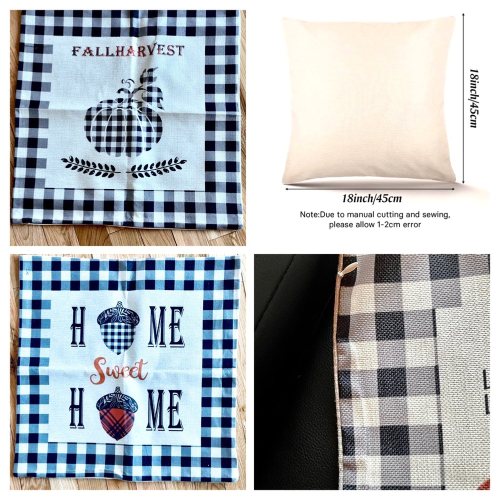 Fall Black Buffalo Plaid Decorative Pillow Cases